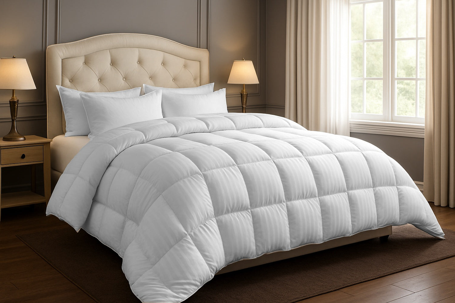 Heavy Weight All Year Warm 750 Fill Power Striped Goose Down Comforter