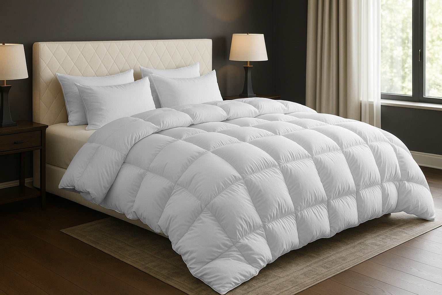 All-Season Egyptian Cotton Comforter Set - 500 GSM Down Alternative With Pillow Shams