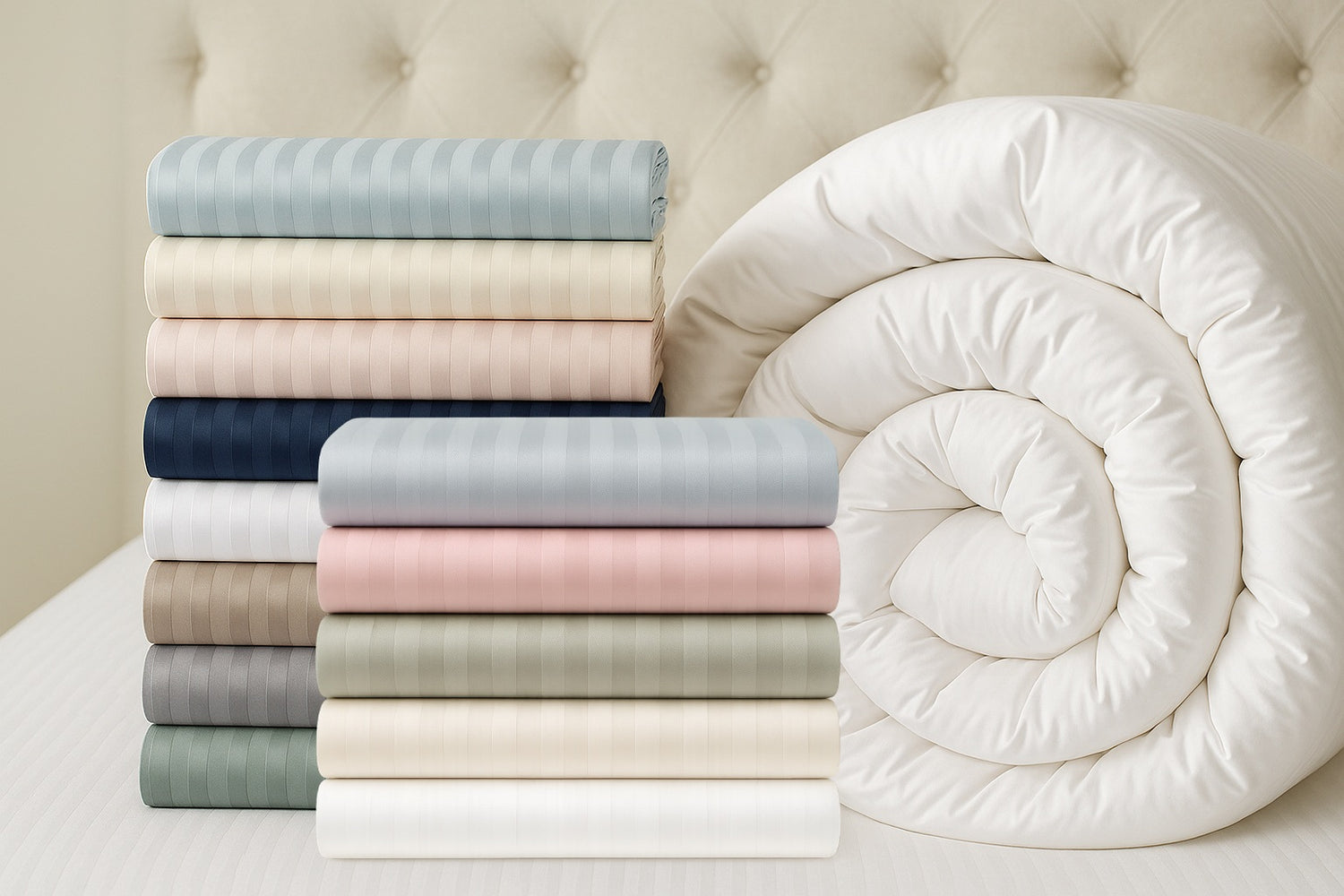 1500 Thread Count 8PC Goose Down Bundle - Stripe