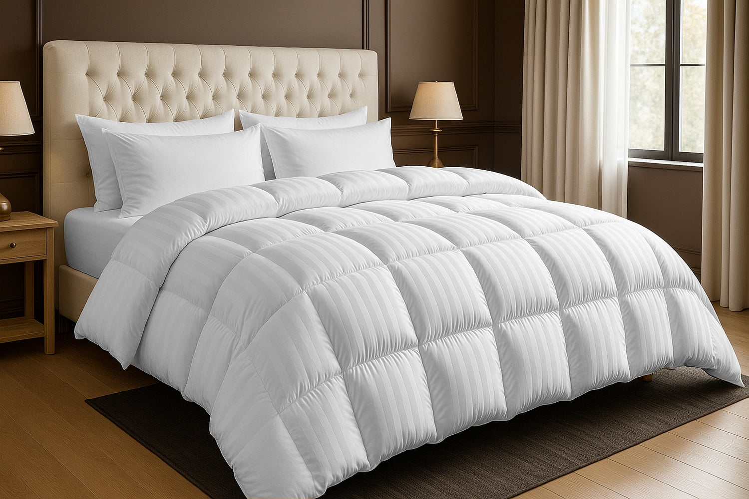 Oversized 750 Fill Power Striped Goose Down Comforter
