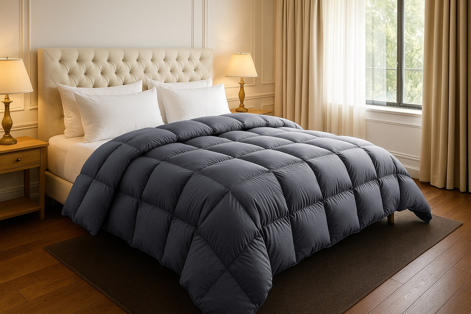 All year Warm 750 Fill Power Goose Down Comforter Grey