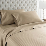 600 Thread Count 100% Egyptian Cotton Sheet Set (Beige Stripe)