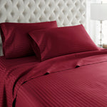 600 Thread Count 100% Egyptian Cotton Sheet Set (Burgundy Stripe)