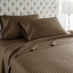 600 Thread Count 100% Egyptian Cotton Sheet Set (Chocolate Stripe)