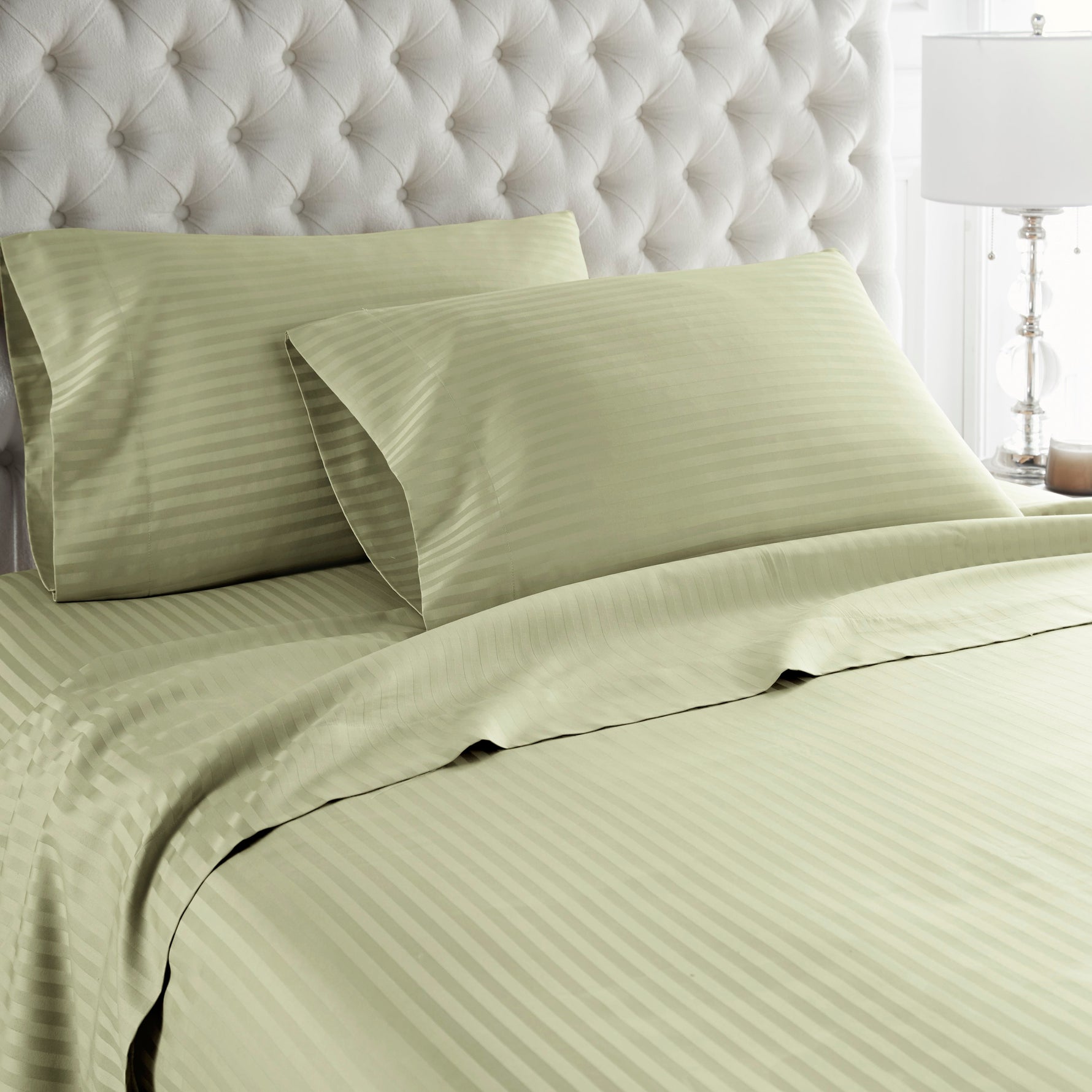 600 Thread Count 100% Egyptian Cotton Sheet Set (Sage Stripe)