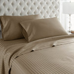 600 Thread Count 100% Egyptian Cotton Sheet Set (Taupe Stripe)