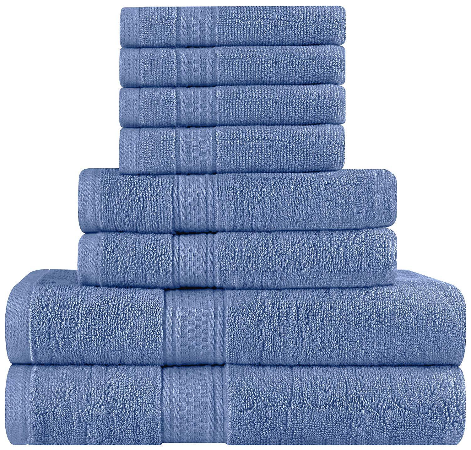 Utopia Towels 8-Piece Premium Towel Set, 2 Bath Towels, 2 Hand Towels, and  4 Wash Cloths, 100% Ring Spun Cotton Highly Absorbent Towels for Bathroom