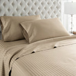 600 Thread Count 100% Egyptian Cotton Duvet Cover Set-Beige Stripe