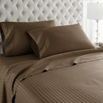 600 Thread Count 100% Egyptian Cotton Duvet Cover Set-Chocolate Stripe