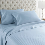 600 Thread Count 100% Egyptian Cotton Duvet Cover Set-Blue Stripe