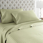 600 Thread Count 100% Egyptian Cotton Duvet Cover Set-Sage Stripe