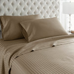 600 Thread Count 100% Egyptian Cotton Duvet Cover Set-Taupe Stripe