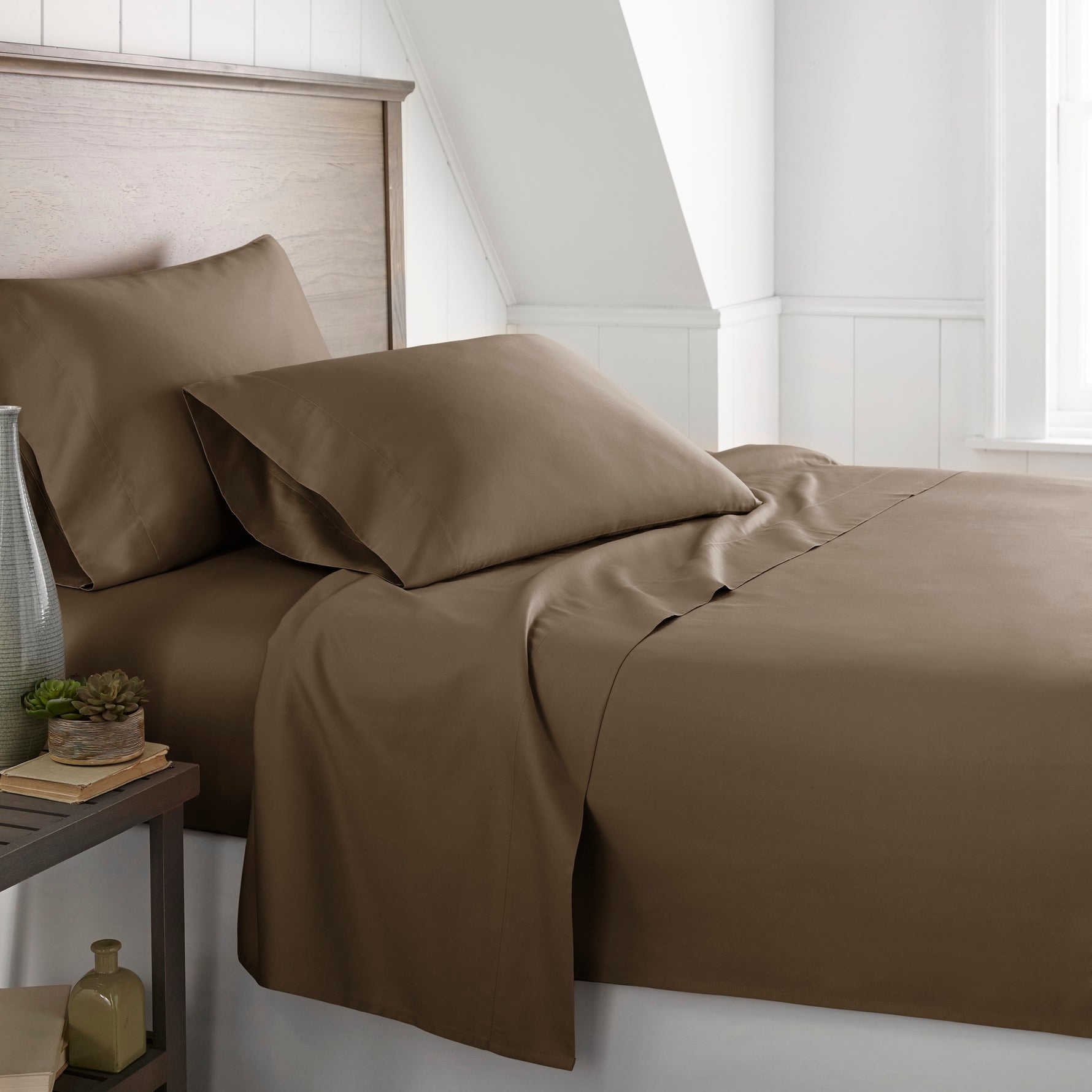 600 Thread Count 100% Egyptian Cotton Duvet Cover Set-Chocolate