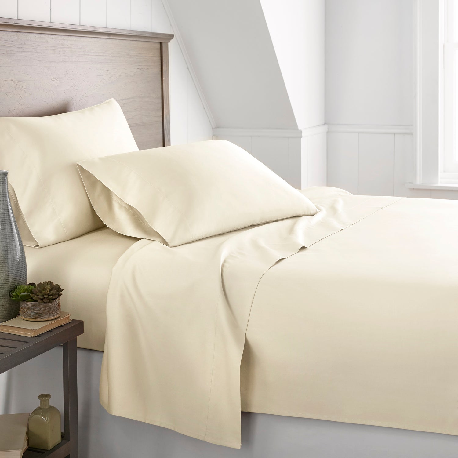 600 Thread Count 100% Egyptian Cotton Duvet Cover Set-Ivory