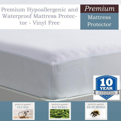 Premium Quality Hypoallergenic Waterproof Mattress Protector - Vinyl Free Mattress Protector Down Cotton 