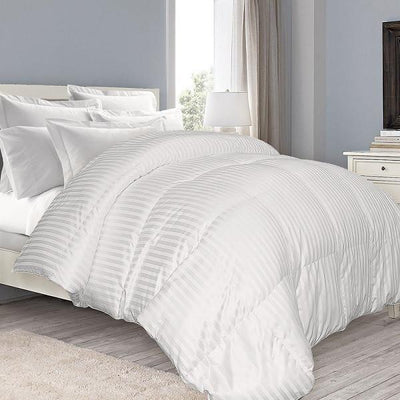 Warm and Fluffy 650 Fill Power Striped Down Comforter Comforters Down Cotton Cal King 